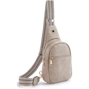 Women Cloud Grey Leather Small Sling Chest Bag